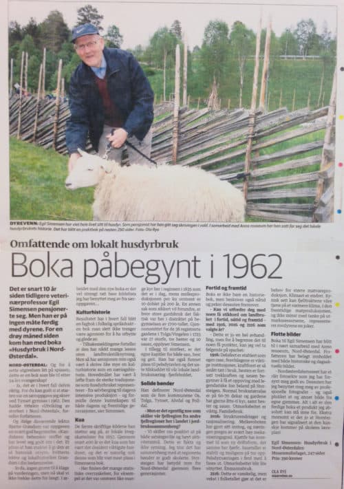 Presseklipp om boka Husdyrbruk i Nord-Østerdalen