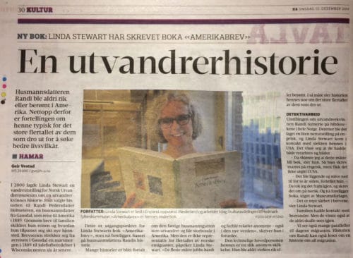 Presseklipp om boka Amerikabrev i Hamar Arbeiderblad