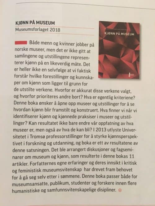 Presseklipp om boka Kjønn på museum i Magasinet Kunst