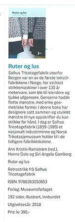 Presseklipp om boka Ruter og lus i Norsk Husflid