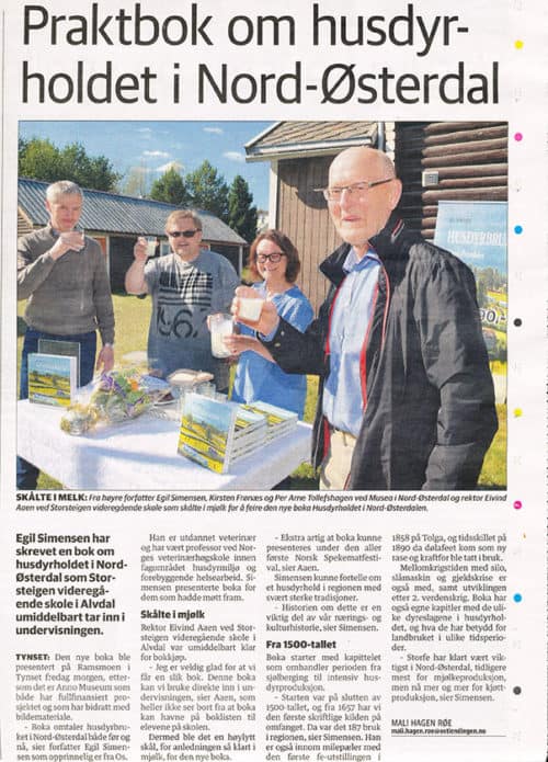 Presseklipp om boka Husdyrbruk i Nord-Østerdalen