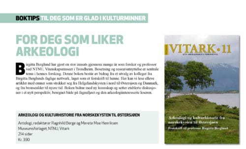 Presseklipp om boka Arkeologi og kulturhistorie fra norskekysten til Østersjøen (Vitark 11) i Fortidsvern