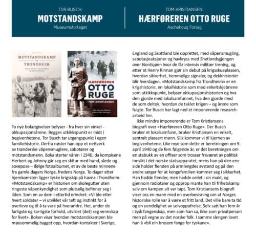Presseklipp om boka Motstandskamp fra Trondheim i Legekunsten