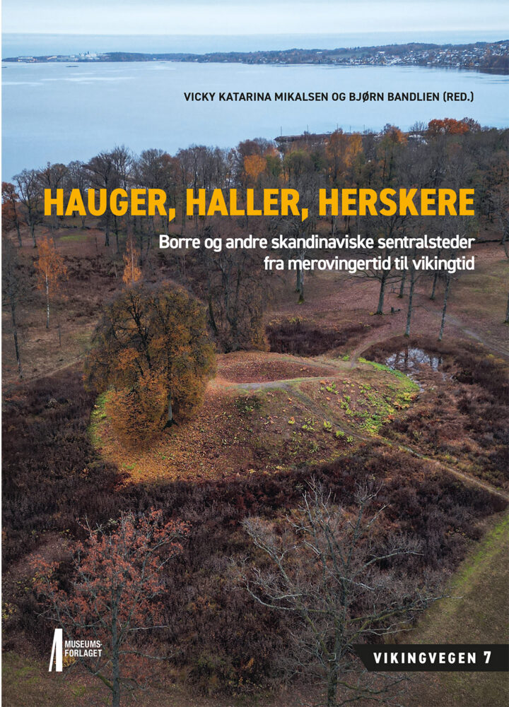 Bilde av forsiden av boka Hauger, Haller, Herskere. Vikingvegen 7